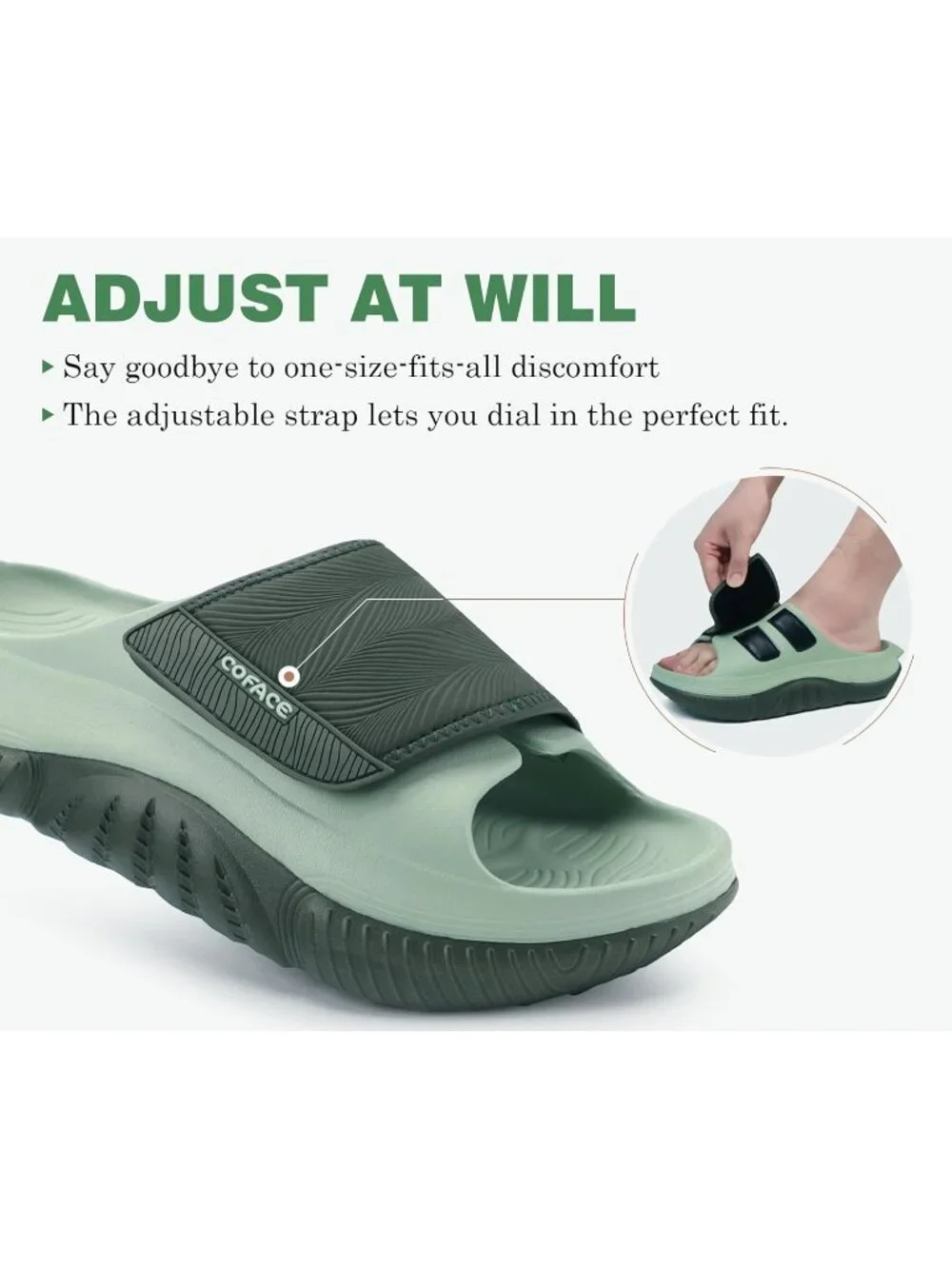 Men's Light Green Recovery Sandals Orthopaedic Plantar Fascistic Walking Casual